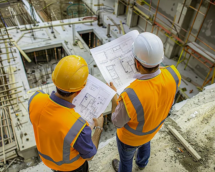 Engenheiros da CHG Engenharia em uma obra